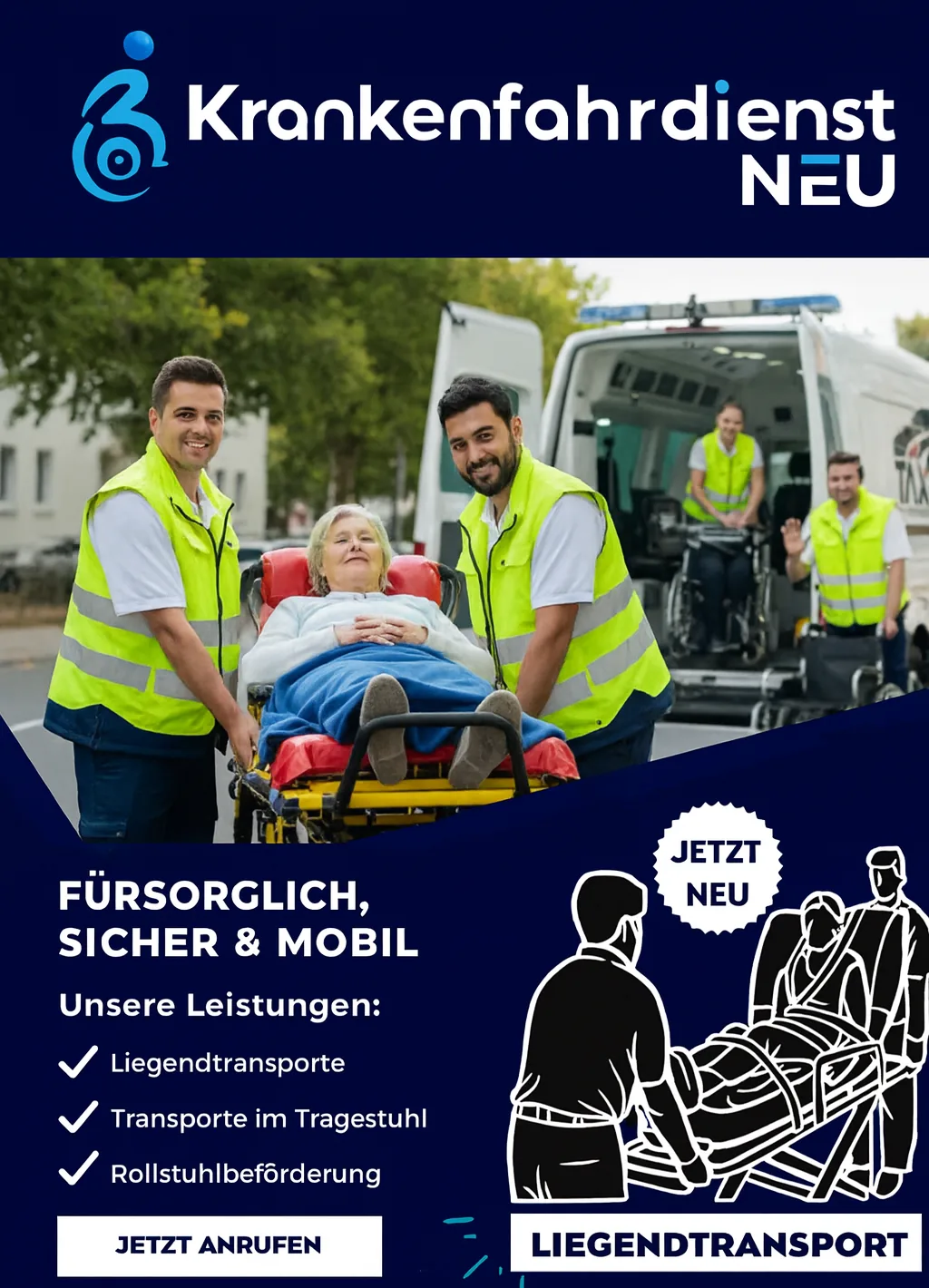 Krankenfahrdienst NEU Liegendtransport und Tragestuhl Innenraum